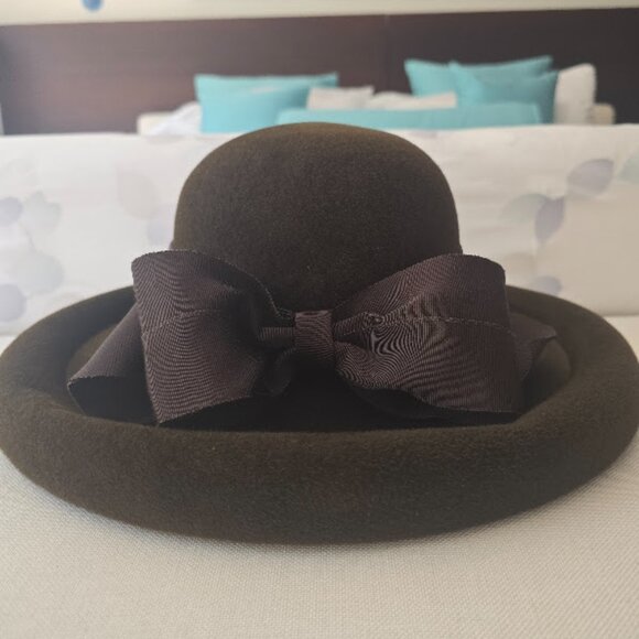 Women's Brown Felt Formal Hat - Picture 3 of 5